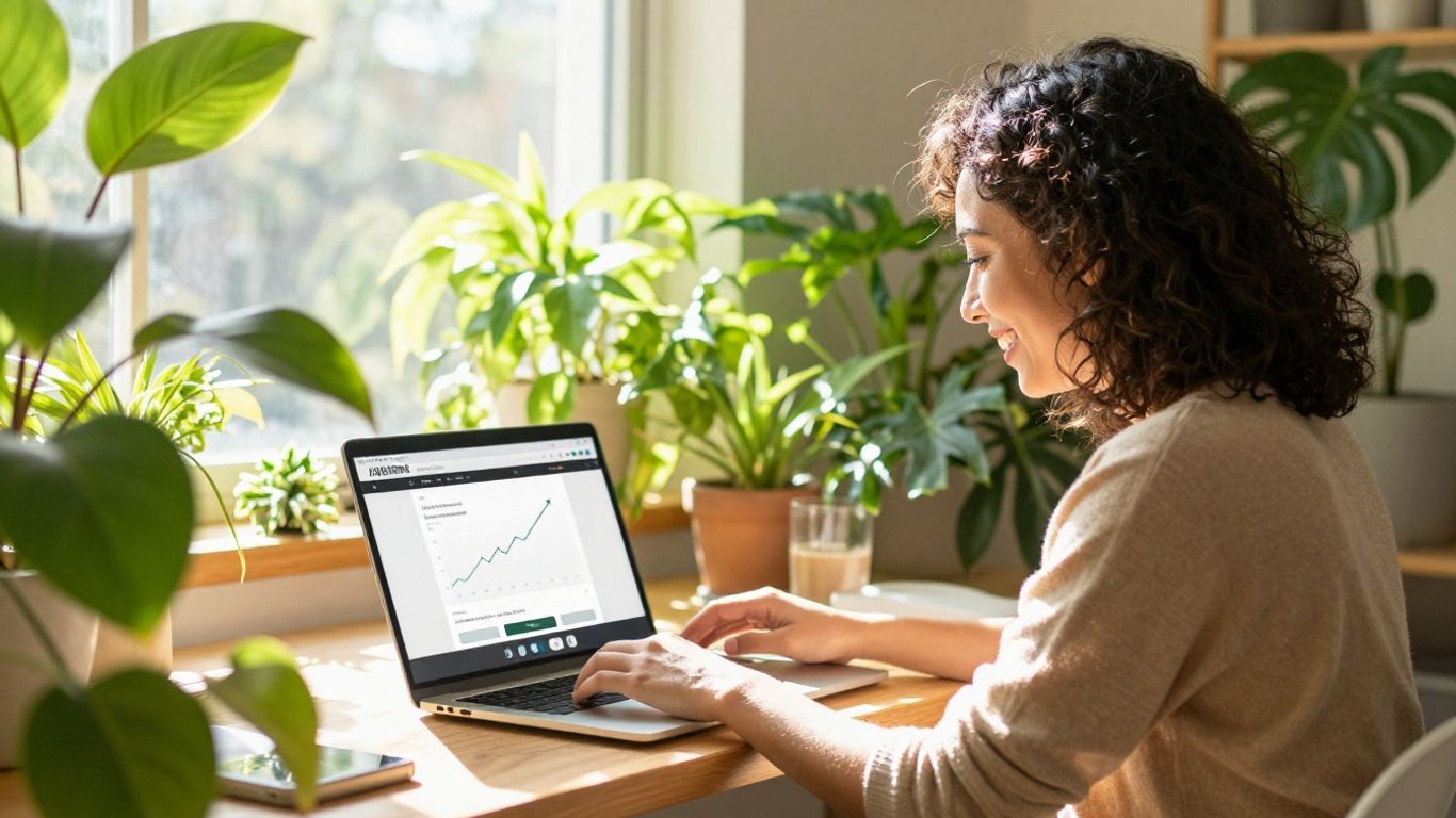 Person at desk with laptop, affiliate marketing success