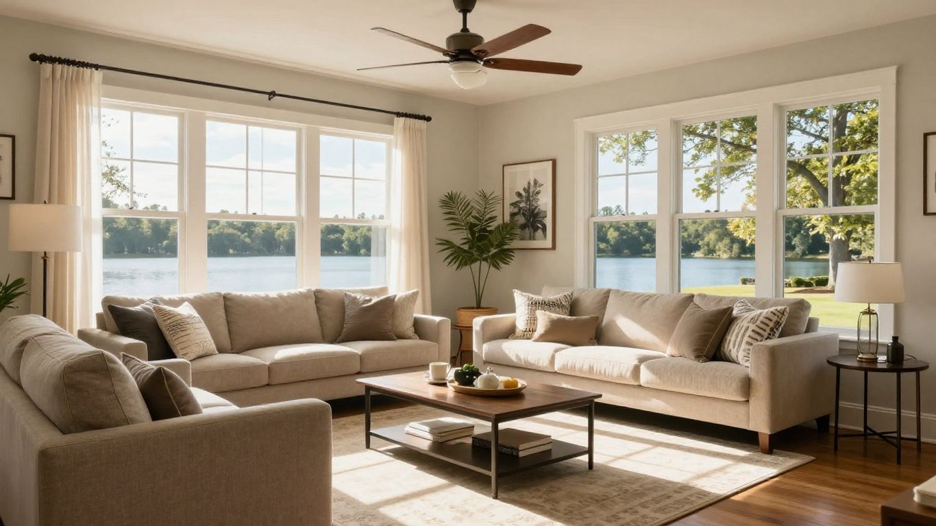Modern living room renovation in Berkeley Lake, Georgia.