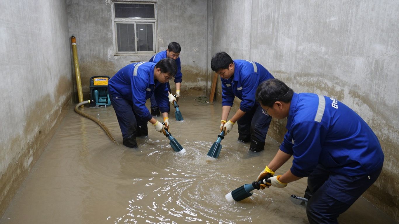 Water removal team restoring flooded home in Dacula, Georgia.