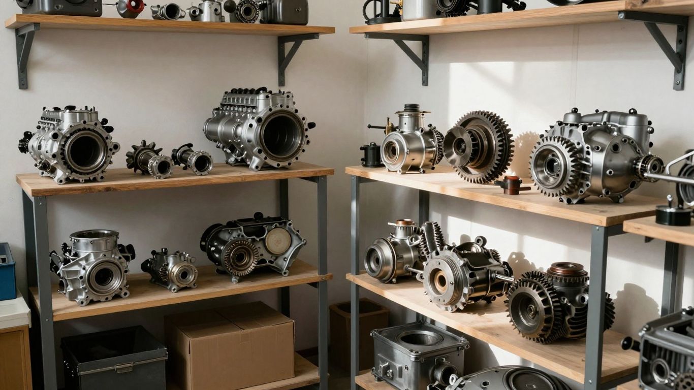 Volkswagen car parts in a workshop