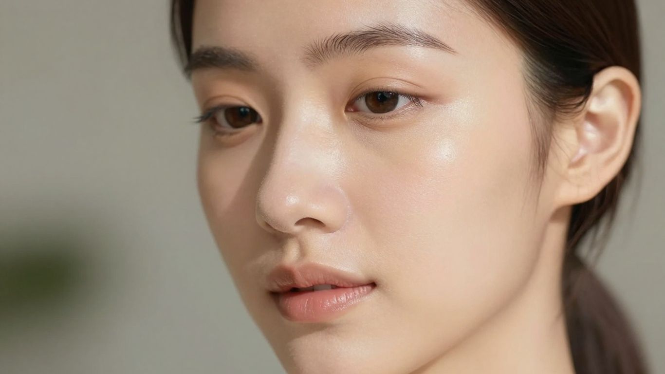 Radiant biracial skin with a healthy, hydrated glow.