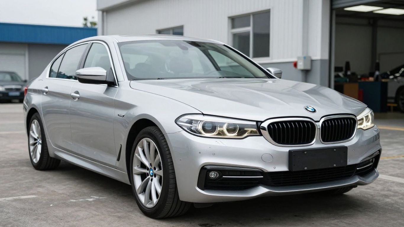 BMW 5 Series car at a wrecking yard.