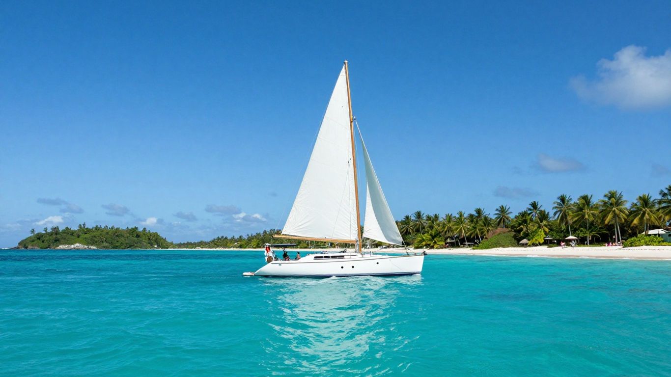Sailing yacht on turquoise water near Antigua