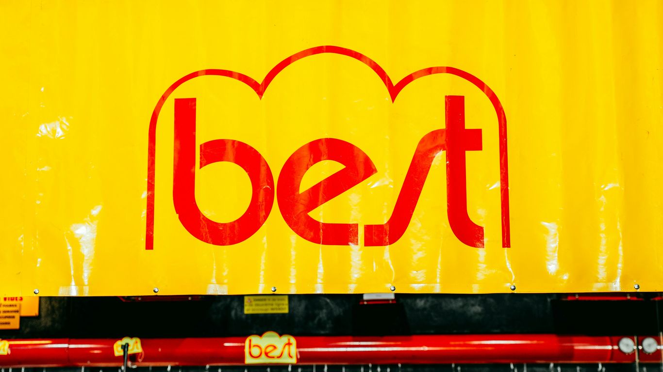 Yellow background with a red 'best' logo