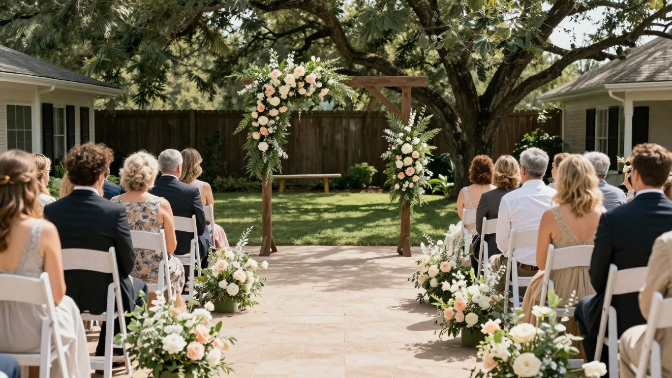 Intimate wedding ceremony setup in Addison, TX.