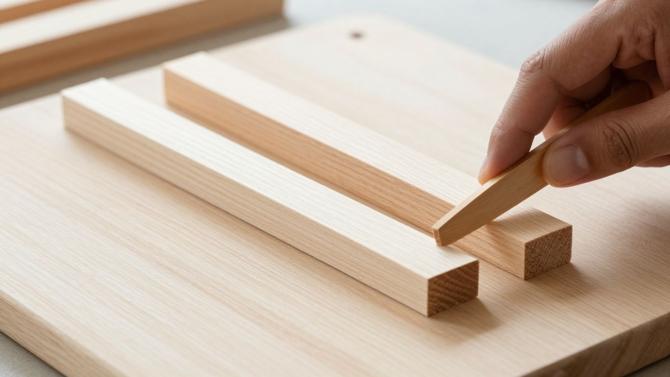 Maple boards being joined into a wooden cutting board