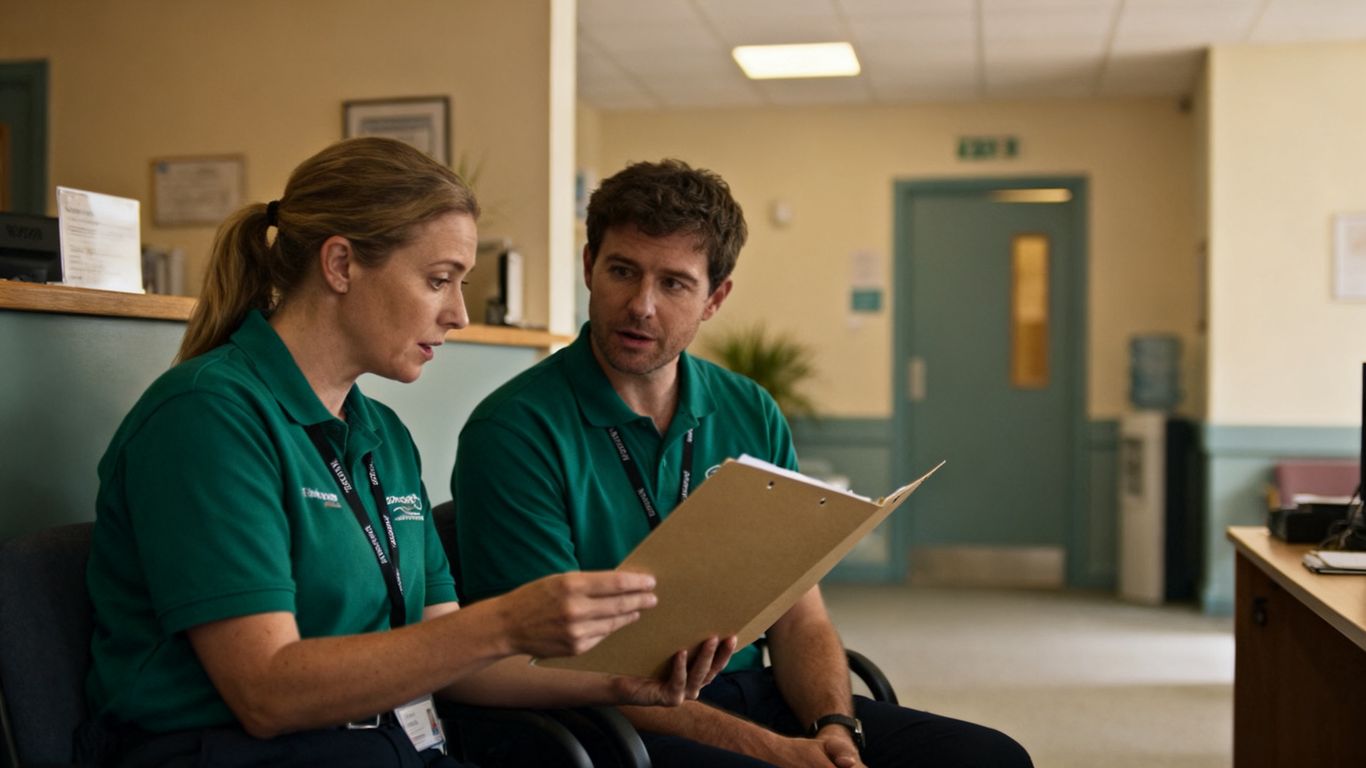 Staff discussing hostel shift handover