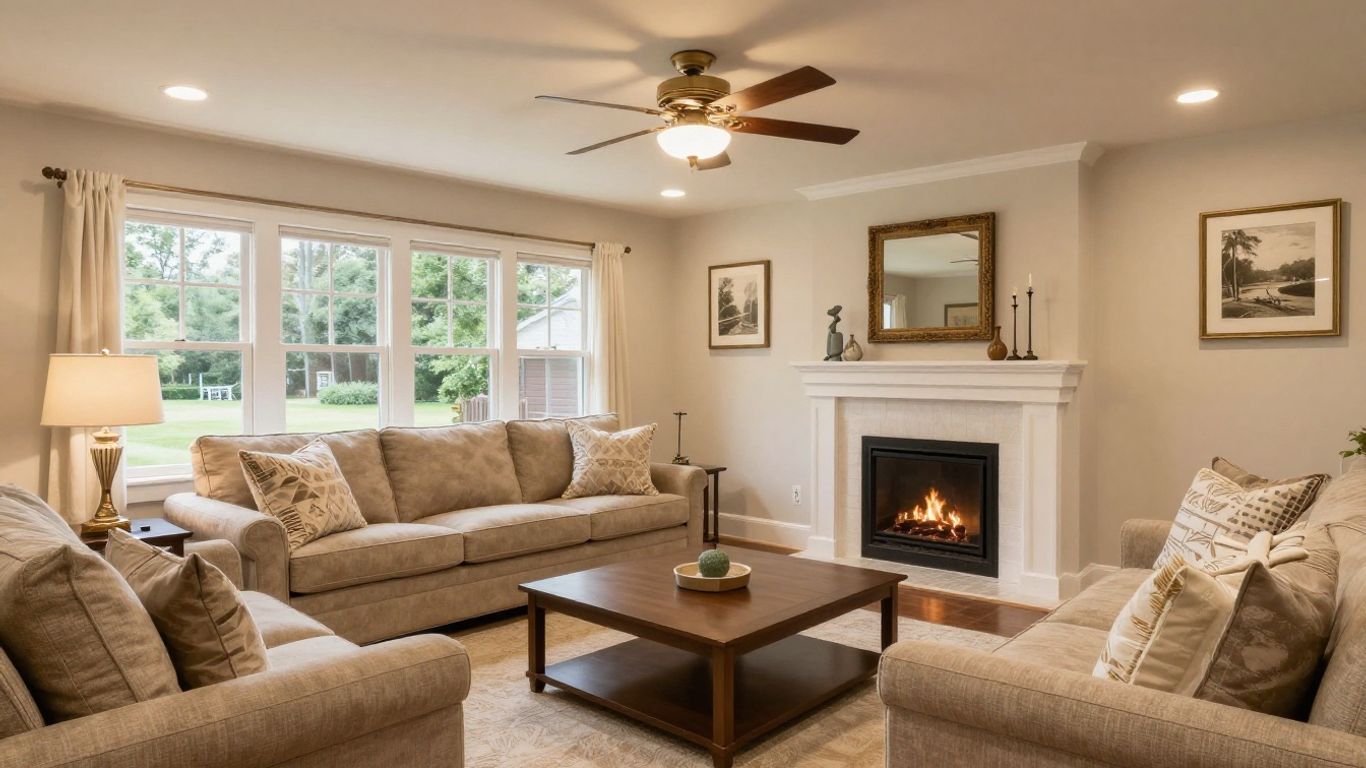 Redesigned basement living space in Dacula, Georgia