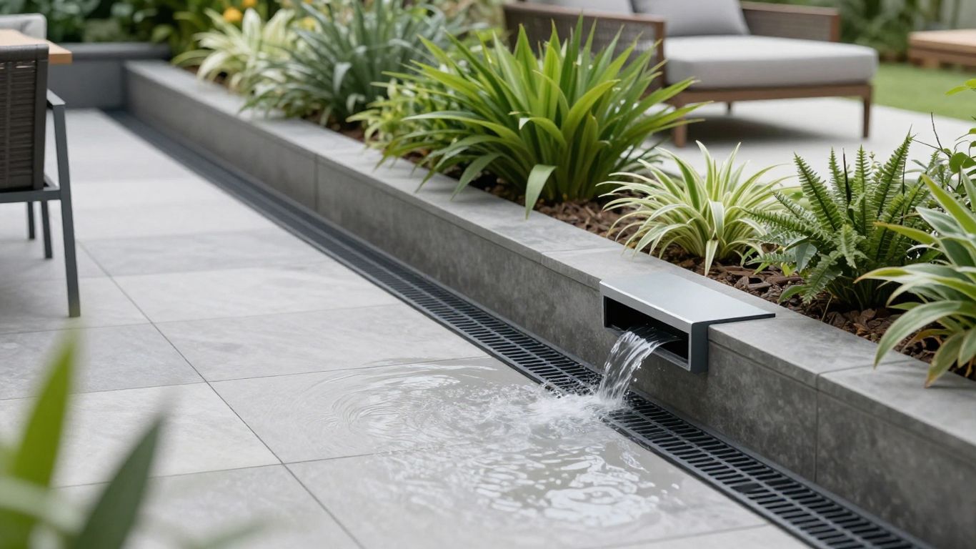 Channel drain system on a patio