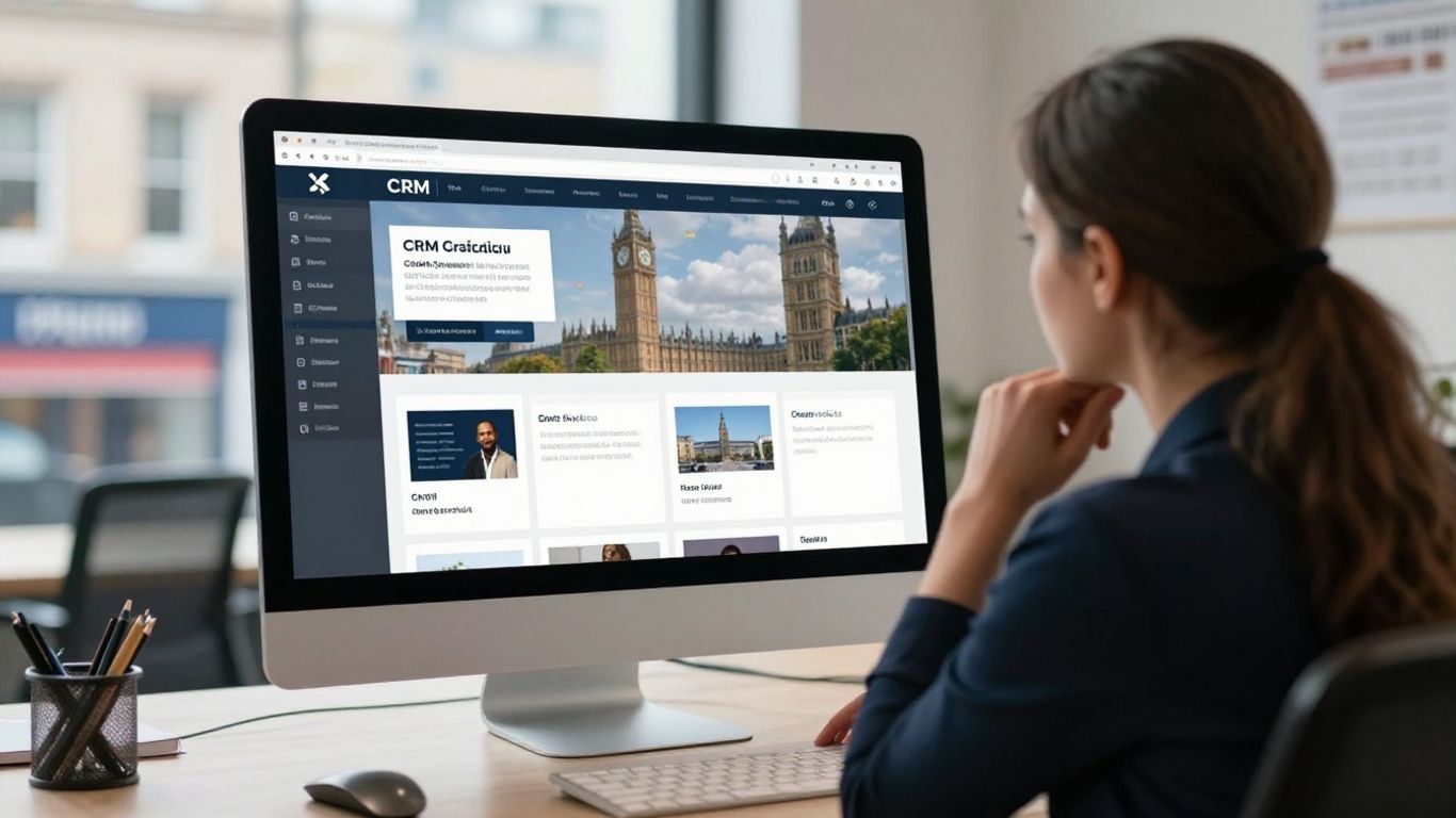 UK businessperson choosing CRM software options.