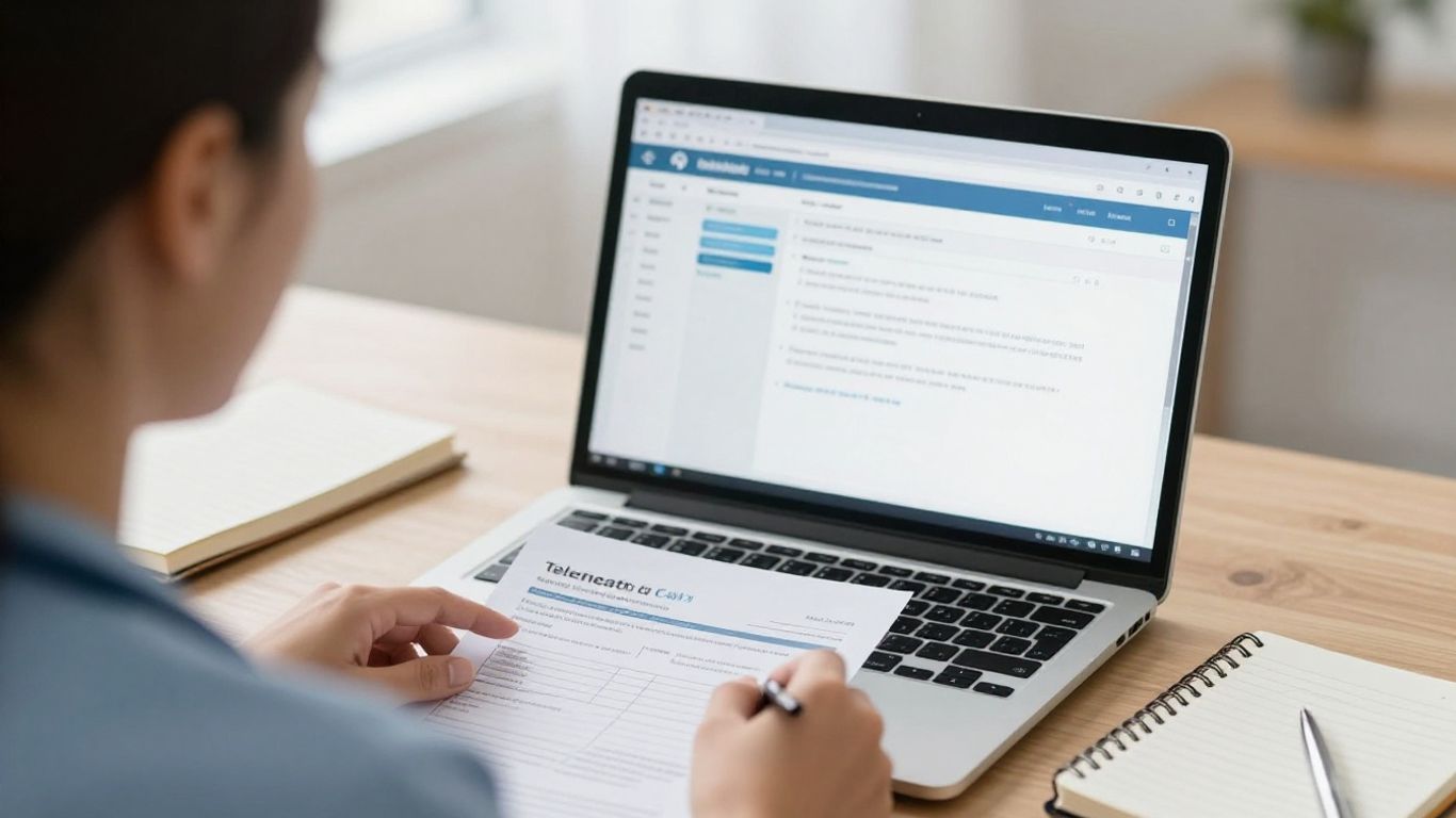 Telehealth billing review beside a laptop
