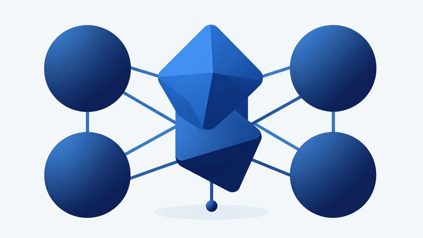 Technical illustration of simplified network connections.