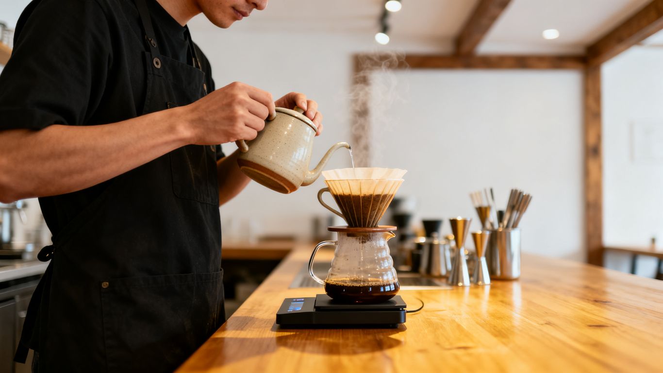 A man brewing specialty coffee