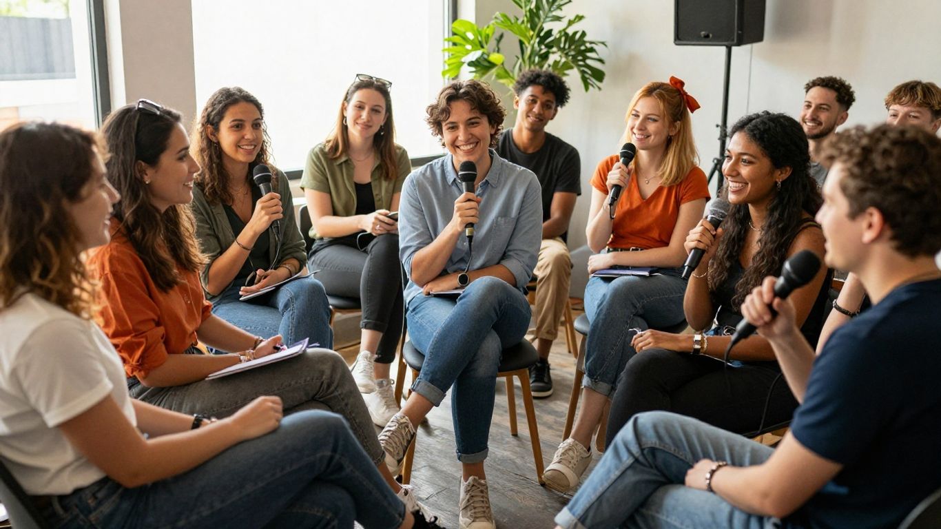 Comunidad de podcast participando activamente y conectando.