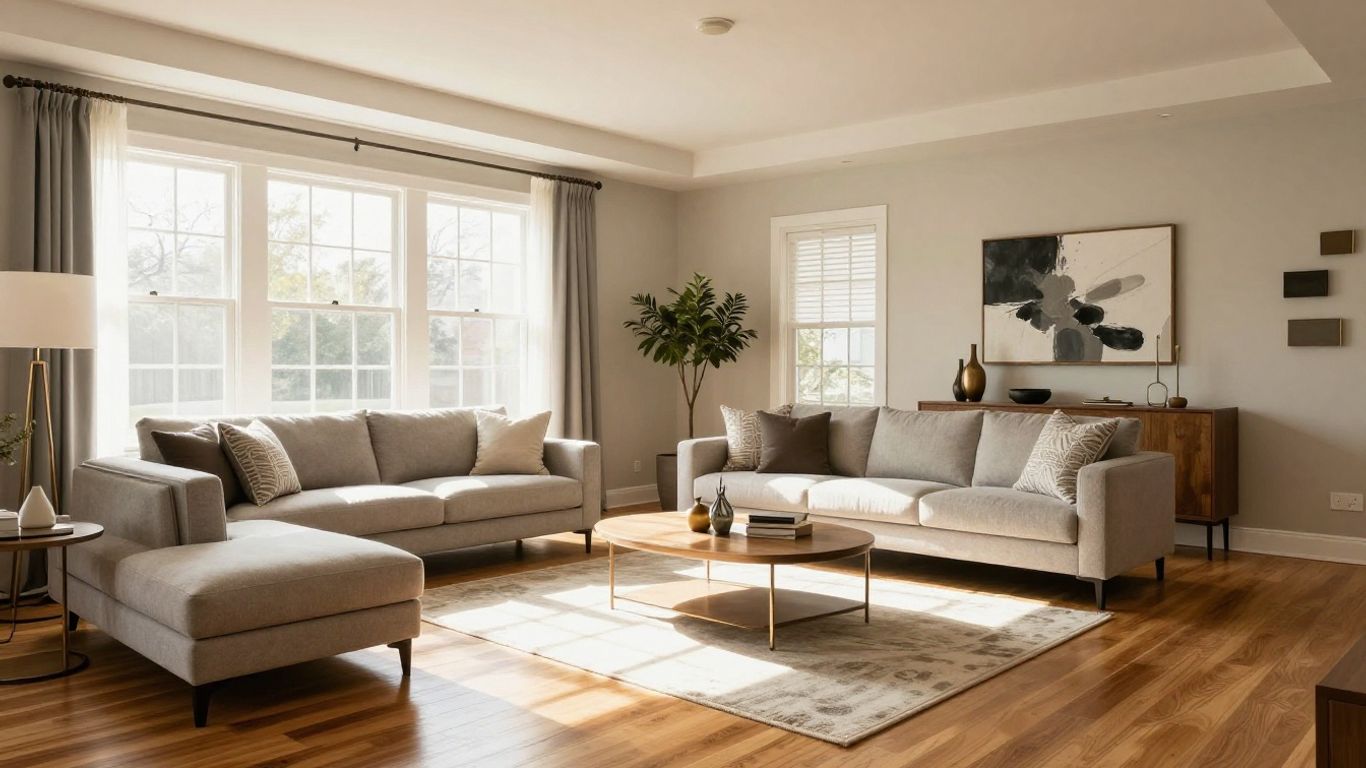 Modern living room remodel in Bethesda, Maryland.