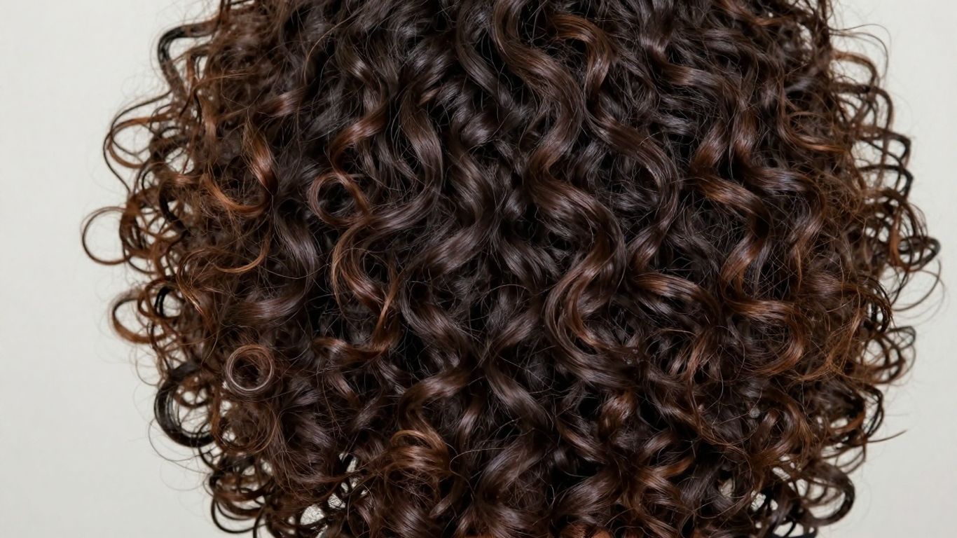 Biracial curly hair with defined, shiny, and voluminous curls.