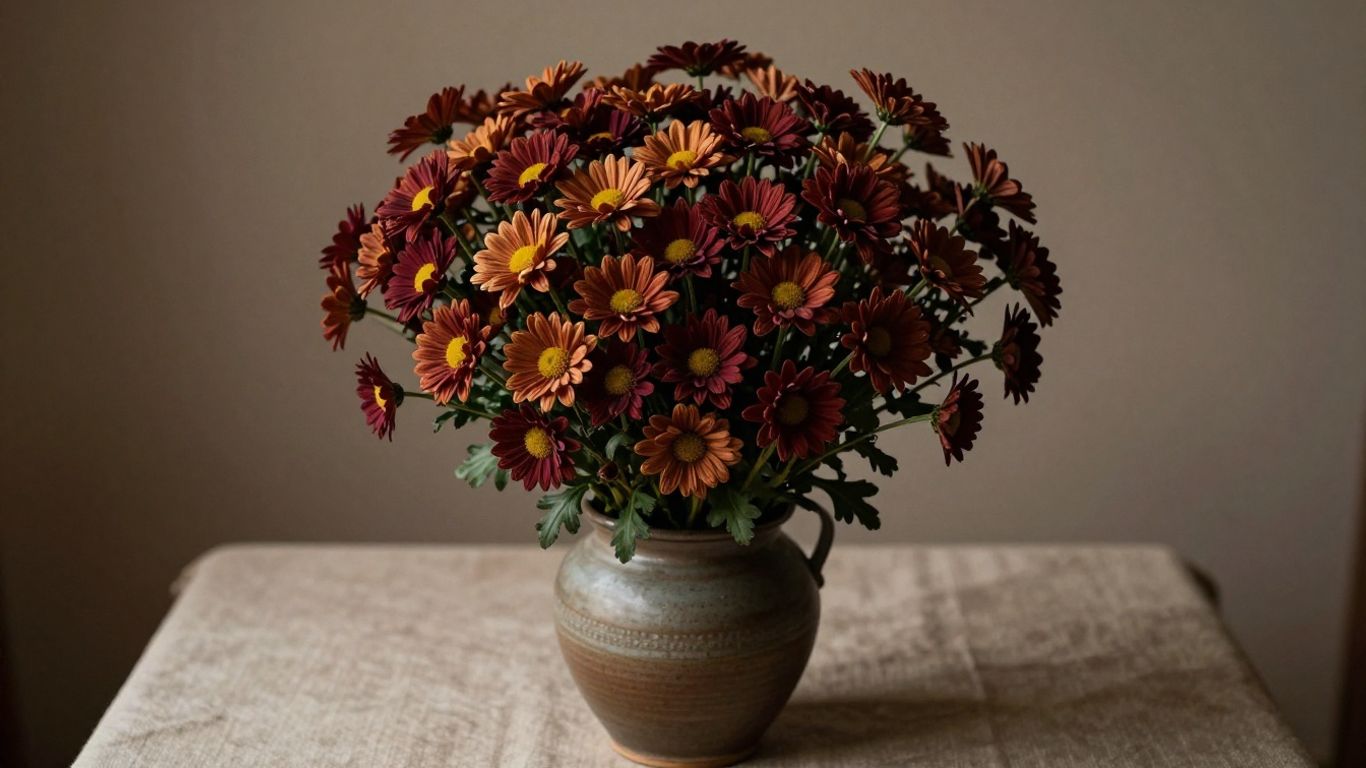 Chrysamthemums in an autumn arrangement