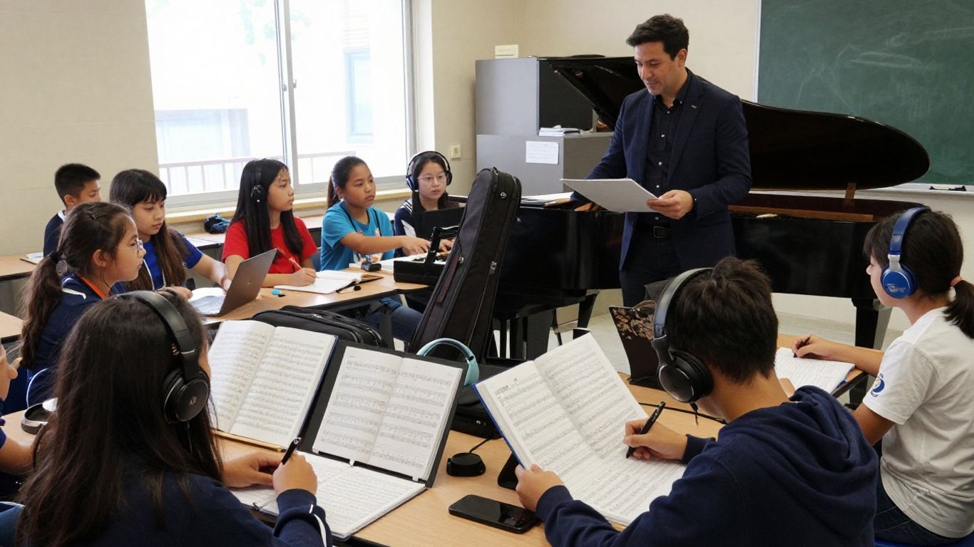 Students analyzing an AI-generated classroom song
