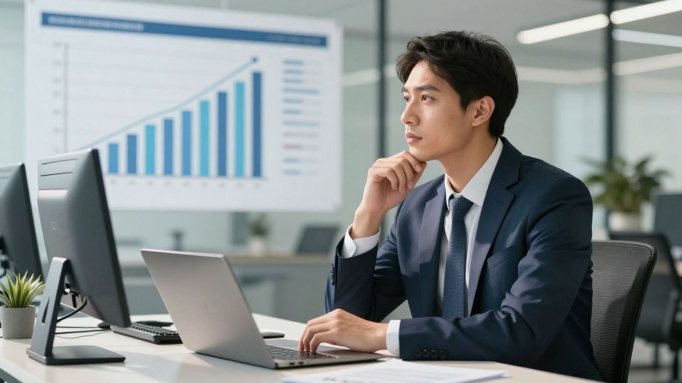 Business leader planning growth strategy in office
