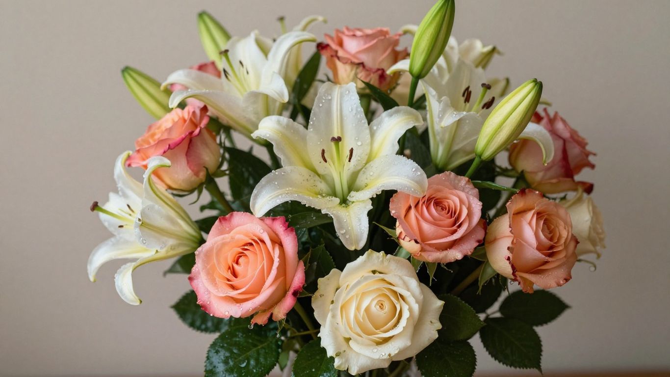 Beautiful bouquet of fresh flowers for delivery.