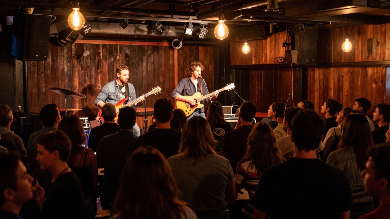 Live music crowd under warm Nashville lights
