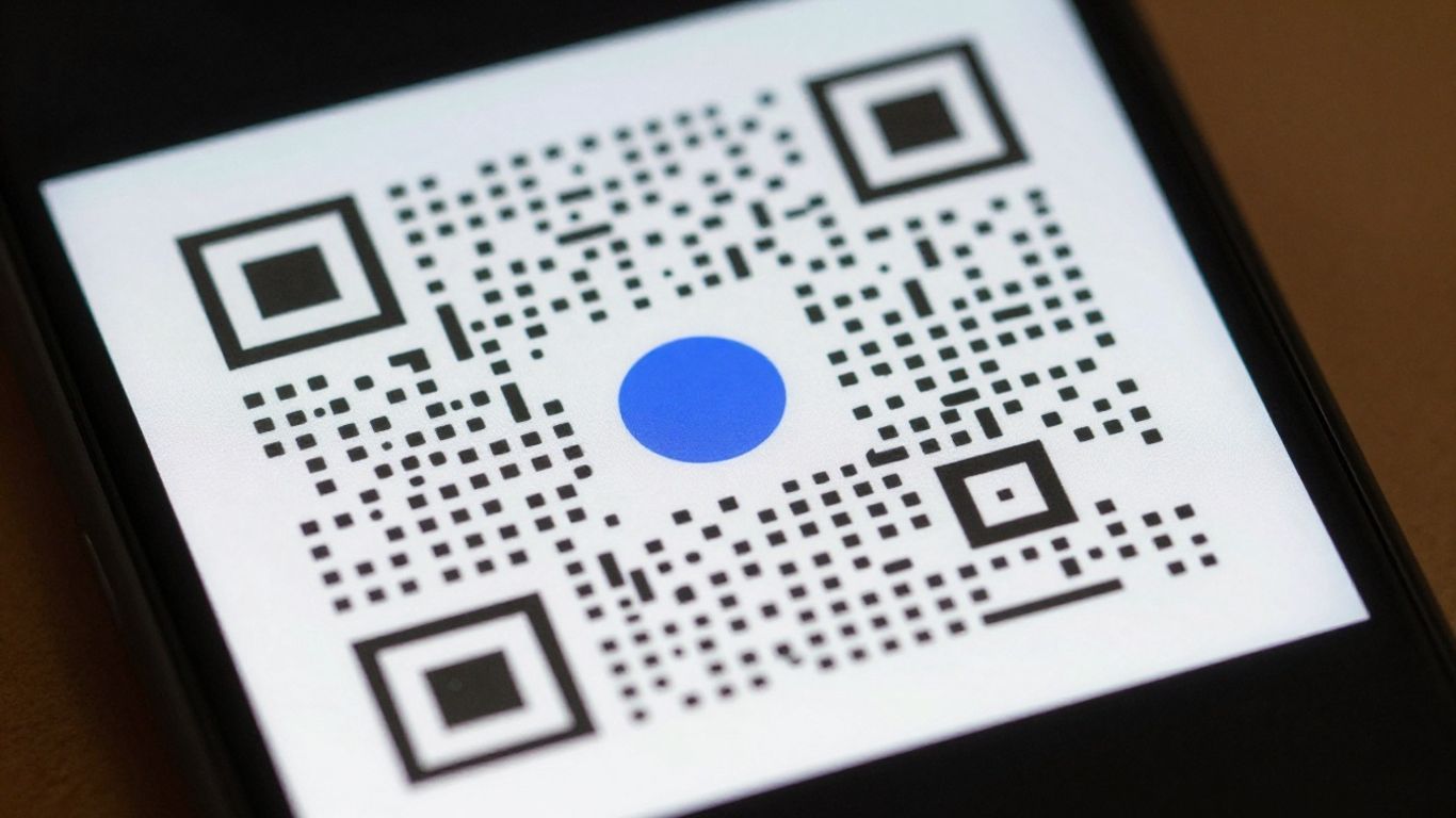 Smartphone displaying a Google QR code.