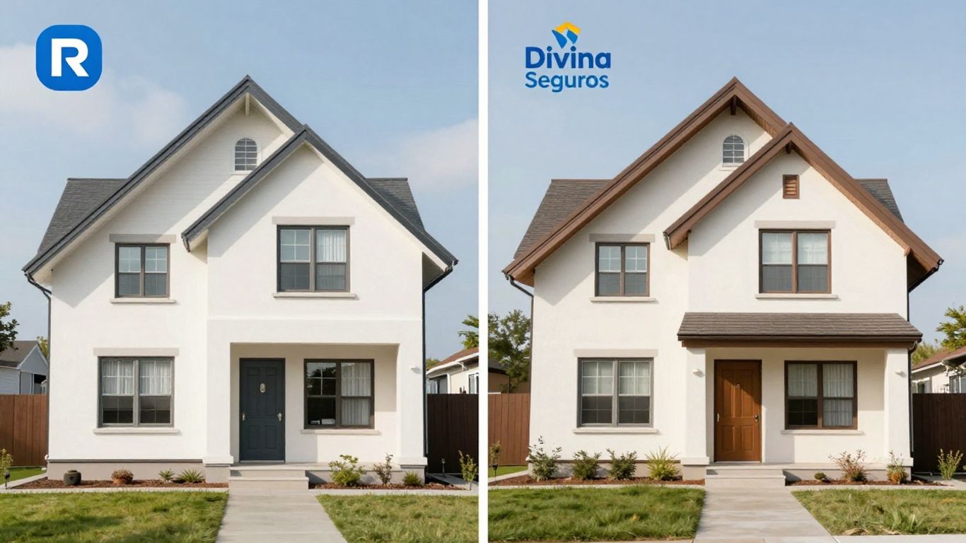 Comparación visual de seguros de hogar: Reale vs Divina Seguros.