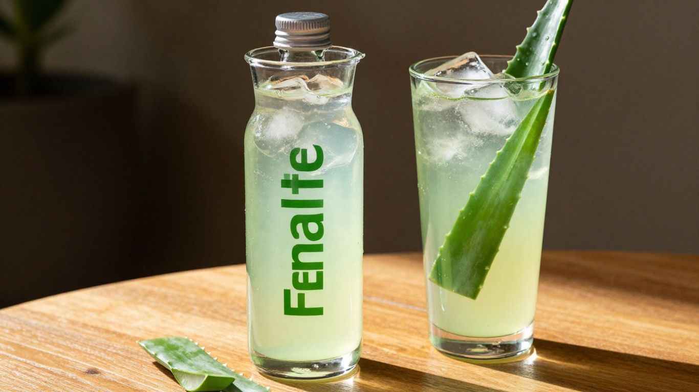 Herbalife Aloe drink with fresh aloe leaf
