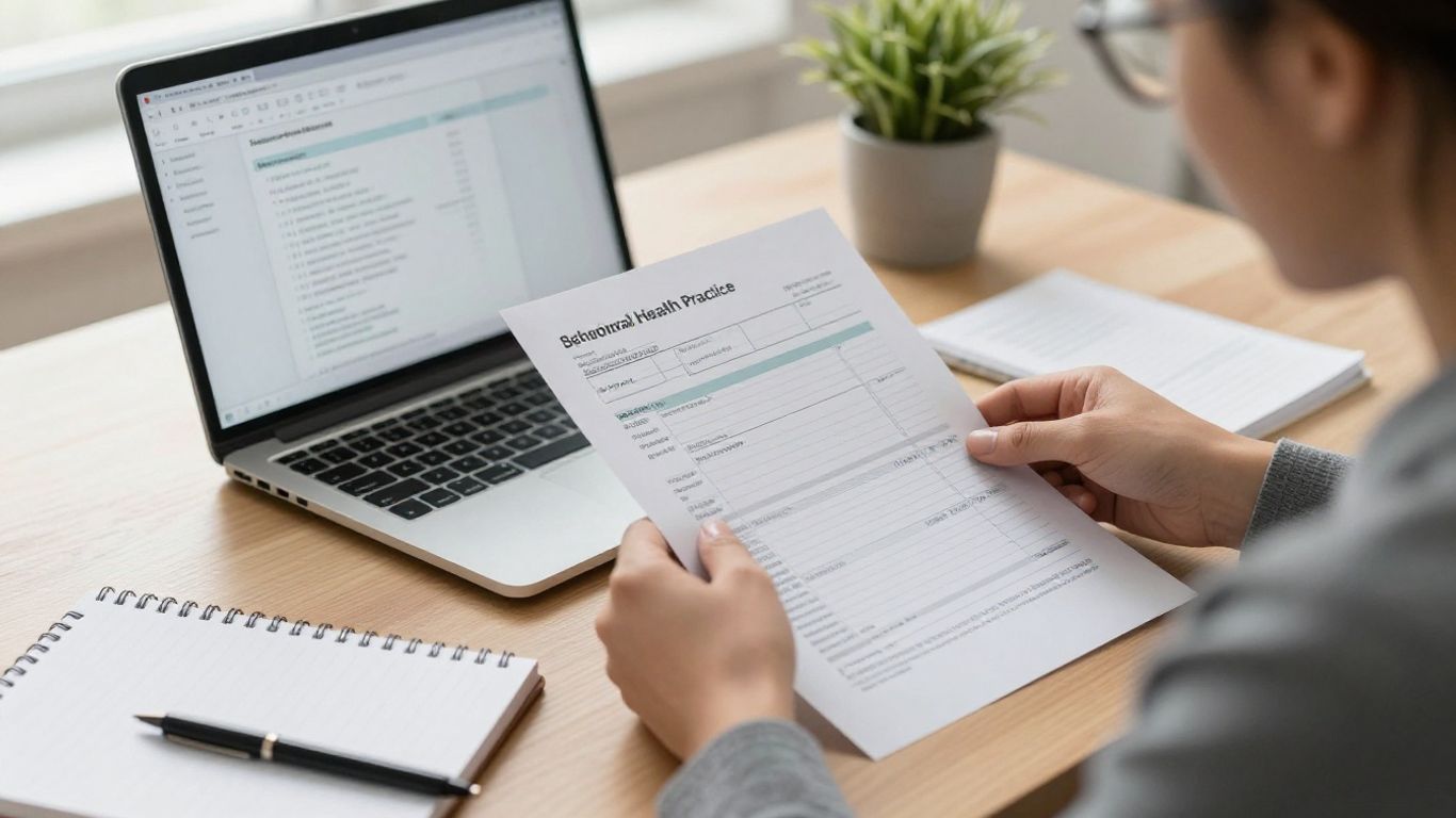 Practice owner reviewing billing workflow at desk