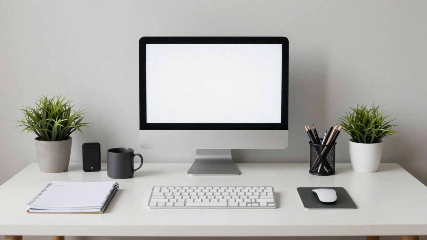 A clean organized workspace with digital tools