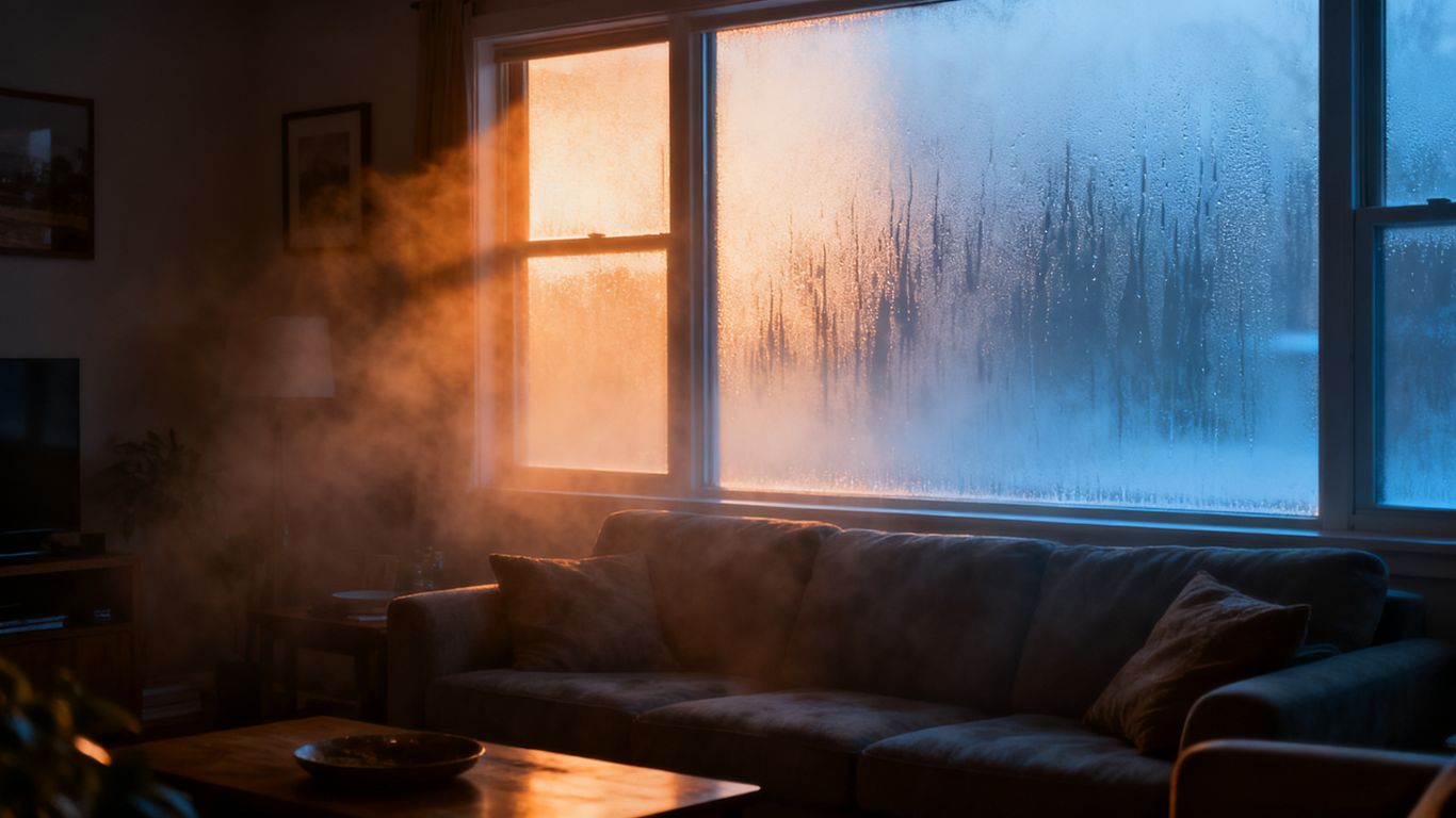 Atmospheric vapor density illustrated in a clear home environment
