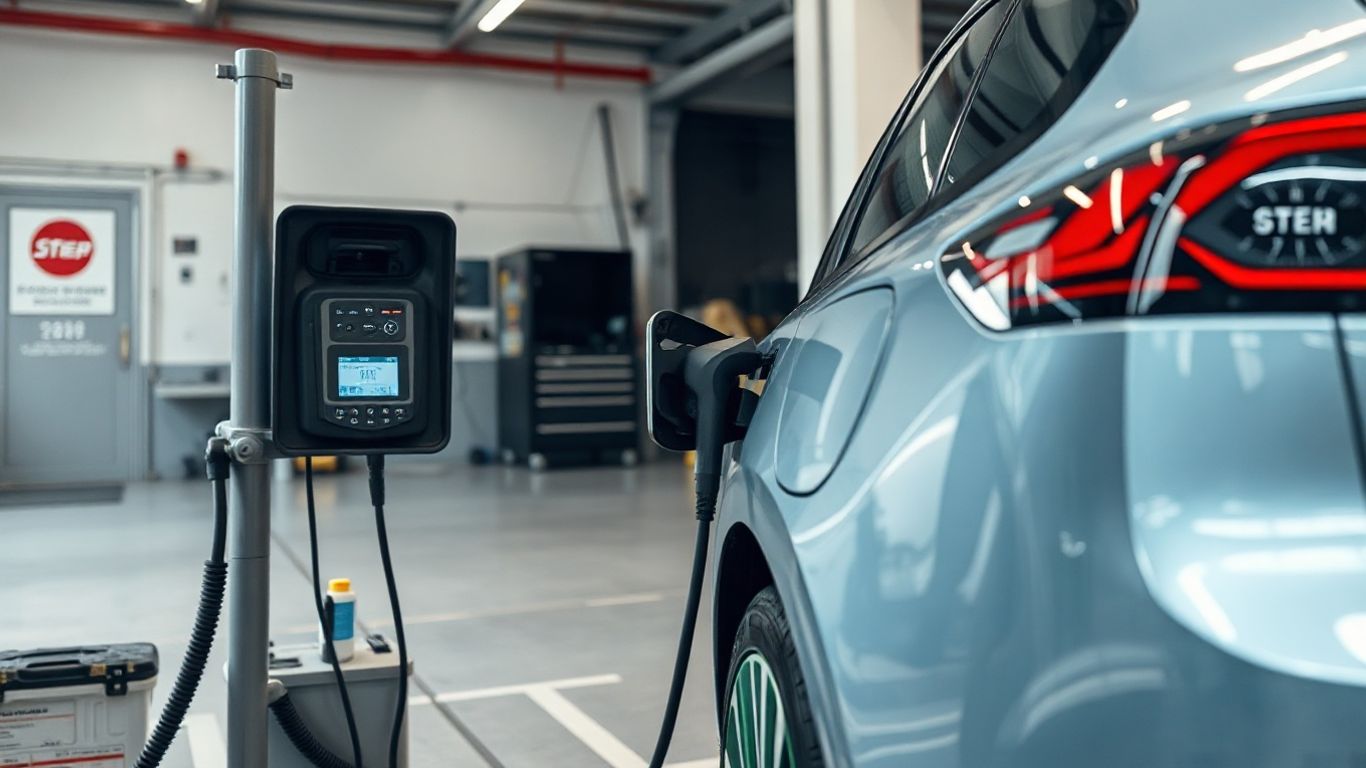 Gebrauchtes E-Auto beim Batterietest