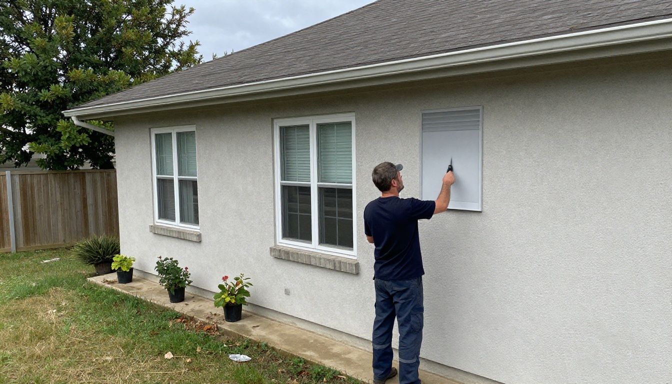 A technician showing a homeowner the before and after results of a vent cleaning service