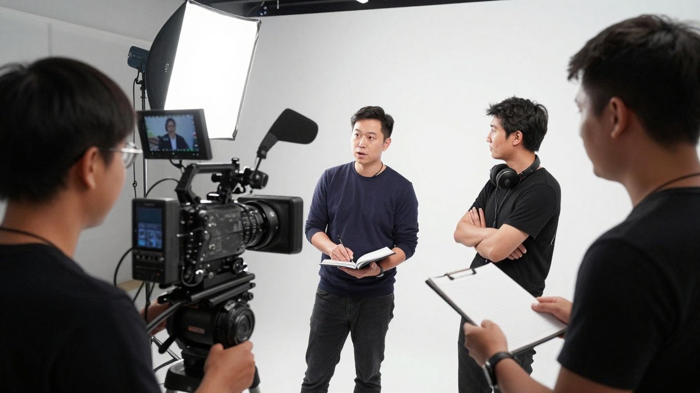 Production team planning a brand video