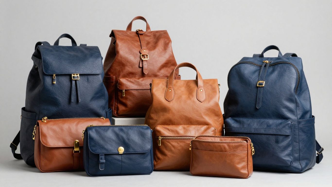Various stylish leather and canvas backpack purses.