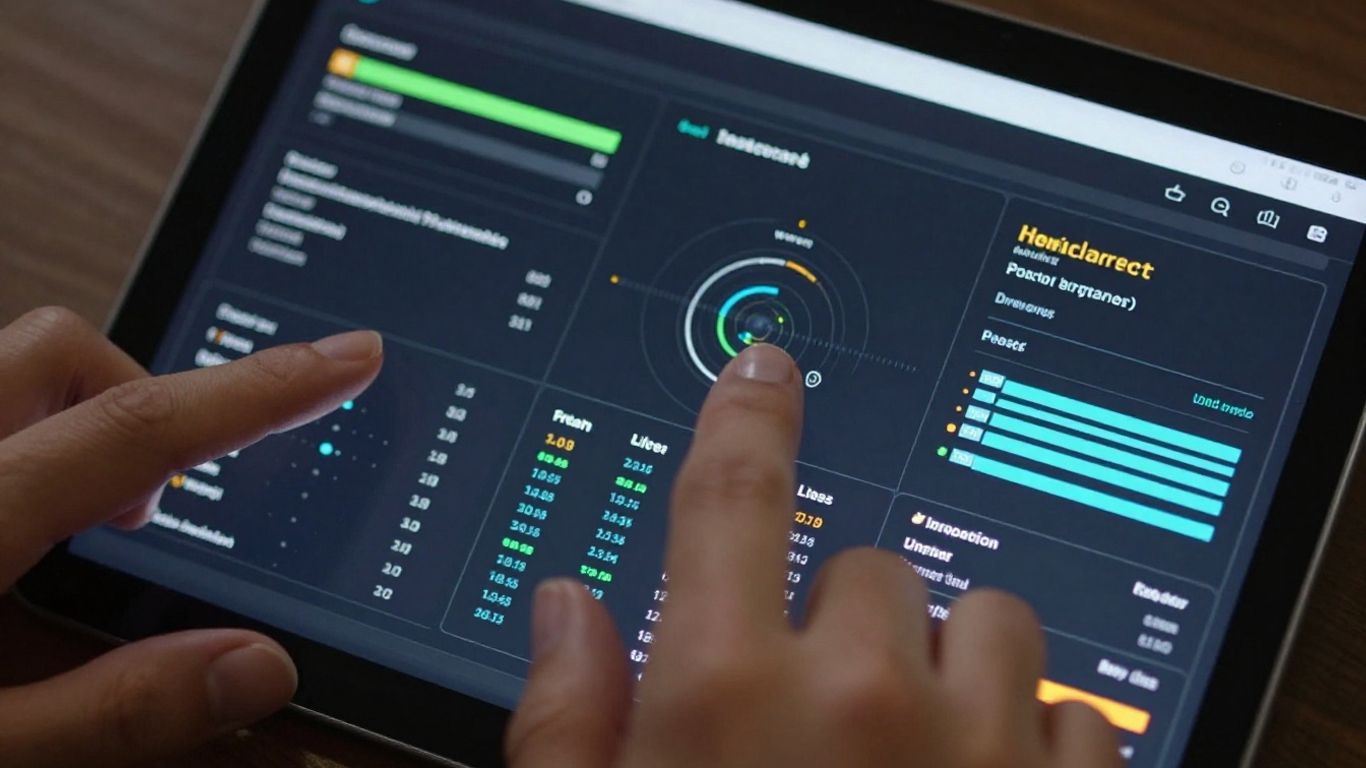 A vibrant, high-tech screen showing detailed performance patterns