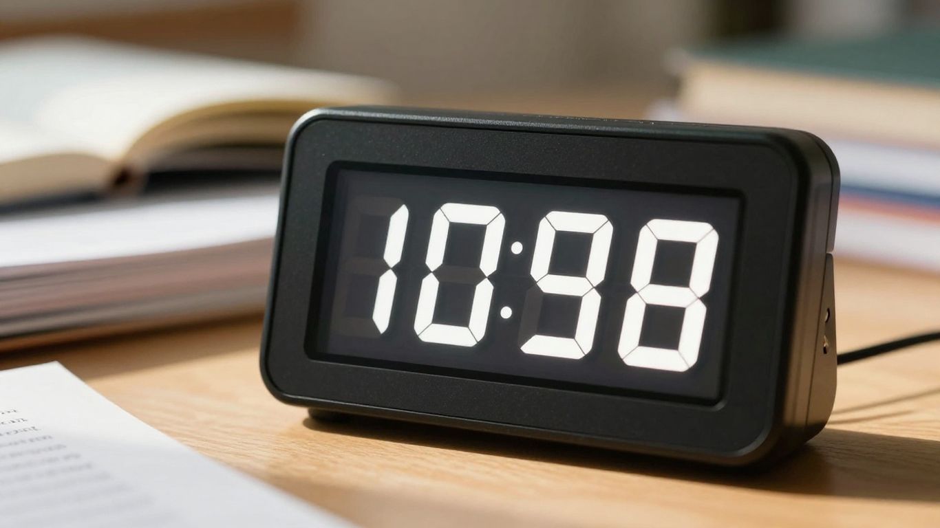 IELTS study timer counting down for exam preparation.