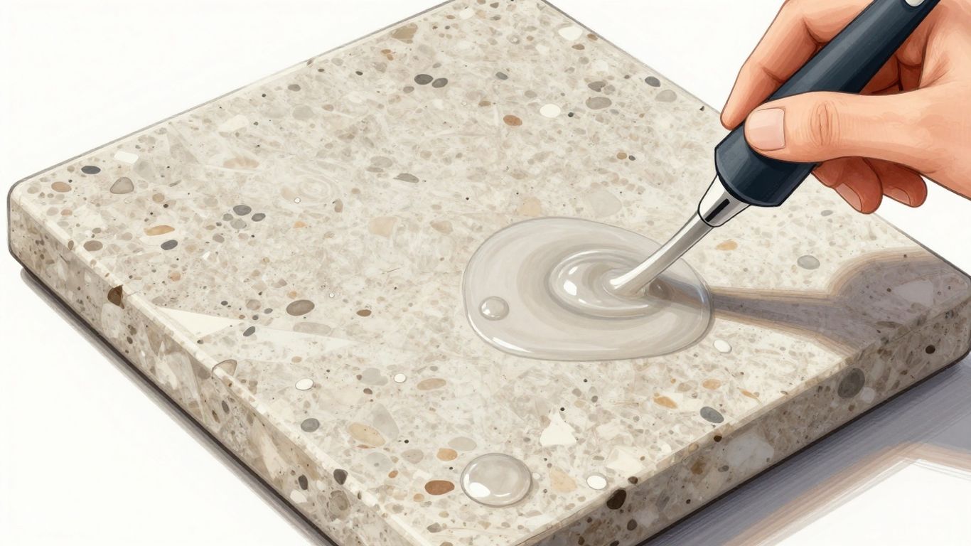 Boceto de aplicación de sellador de baldosas de travertino