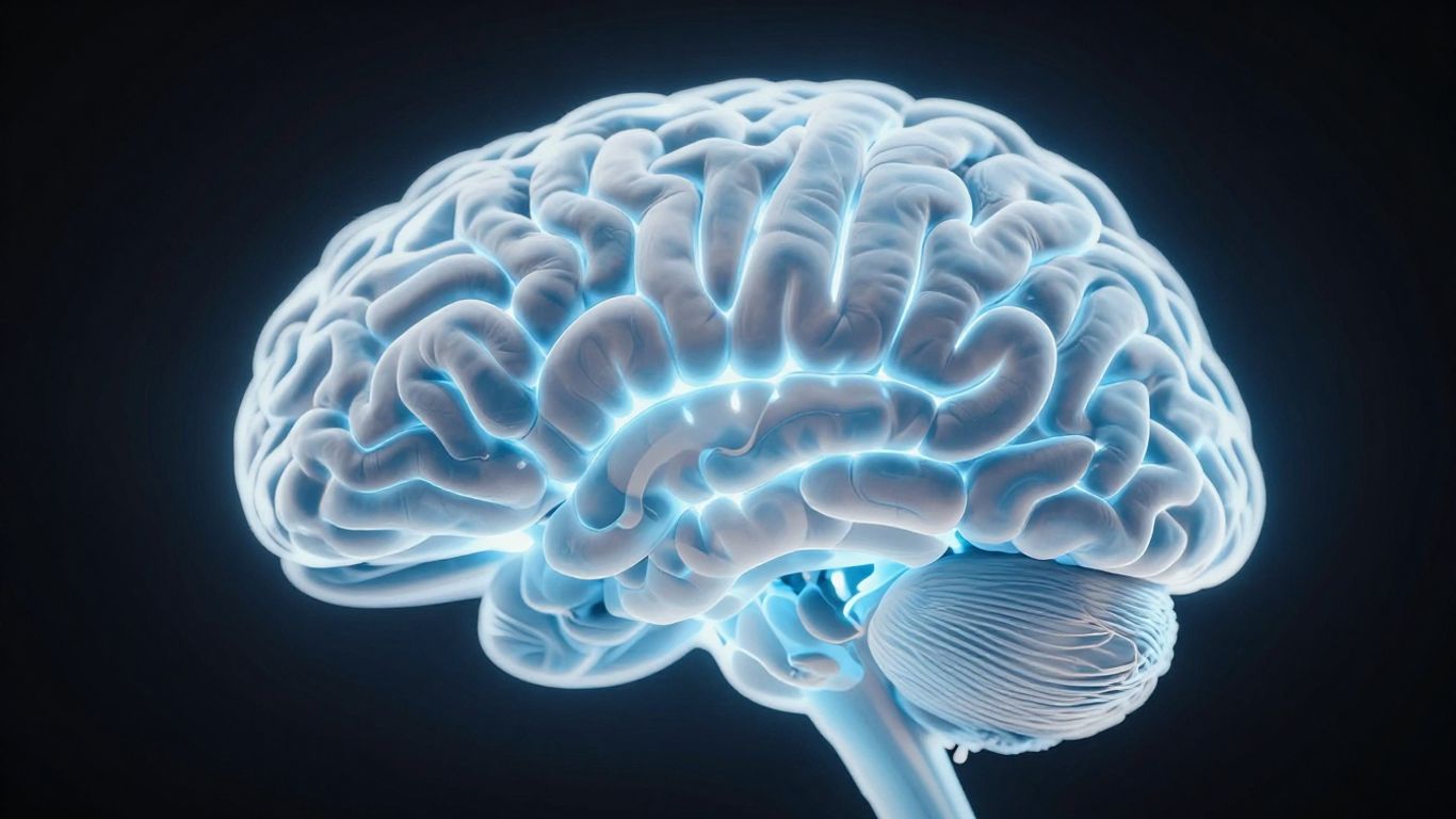 A close-up of a human brain in soft light