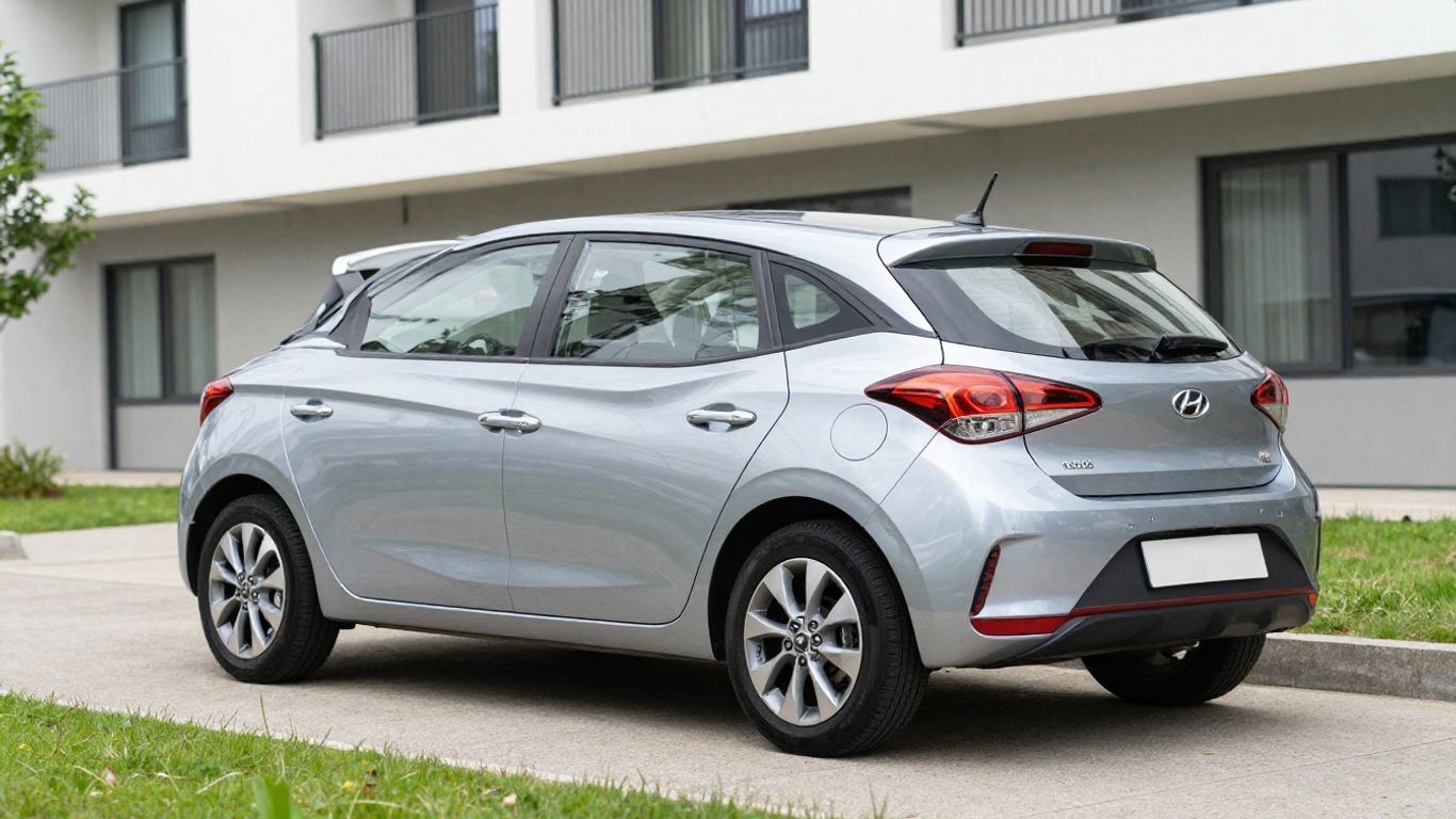 Hyundai i20 vor moderner Wohnkulisse
