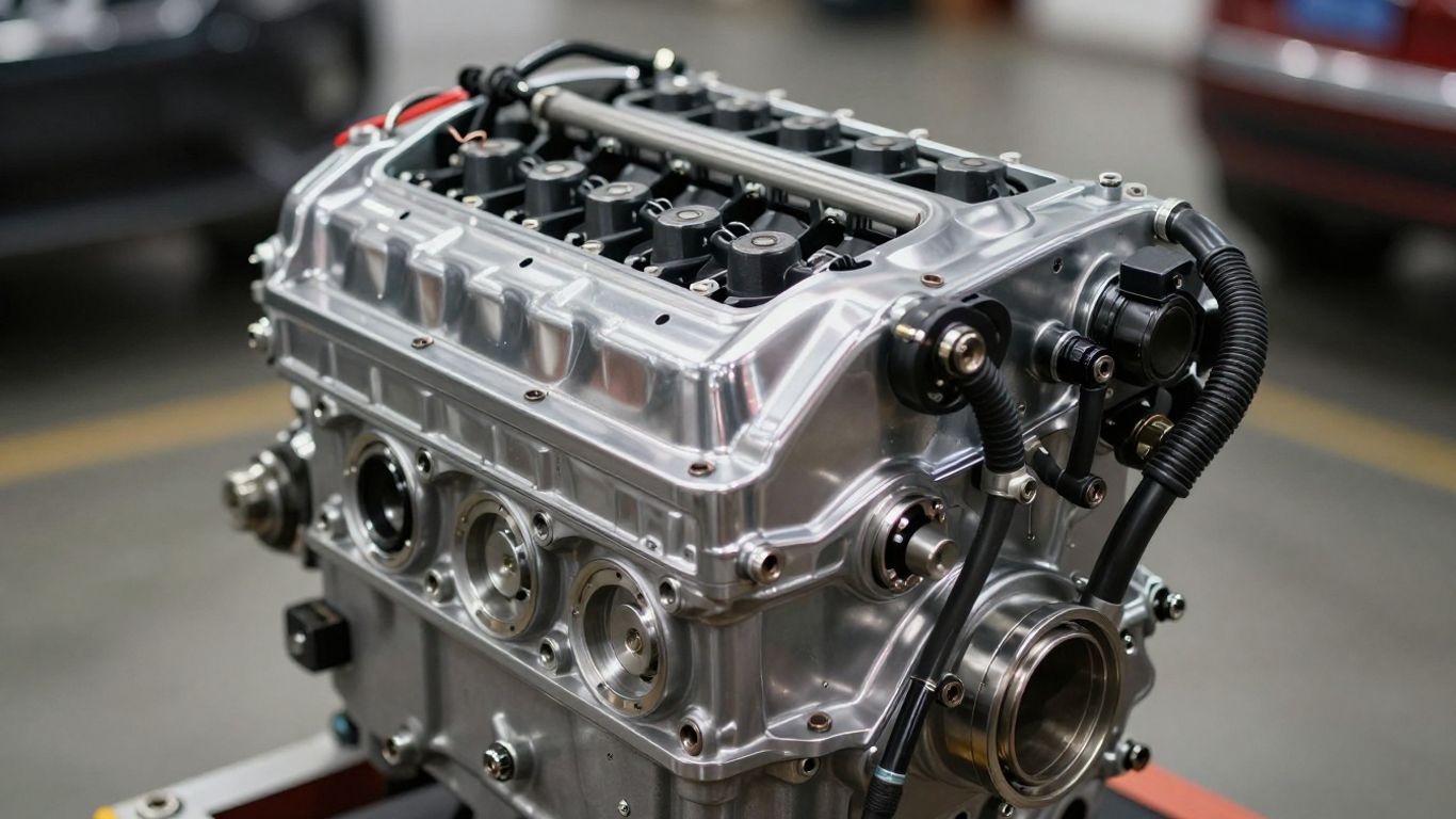 Suzuki Swift engine block with detailed mechanical components.