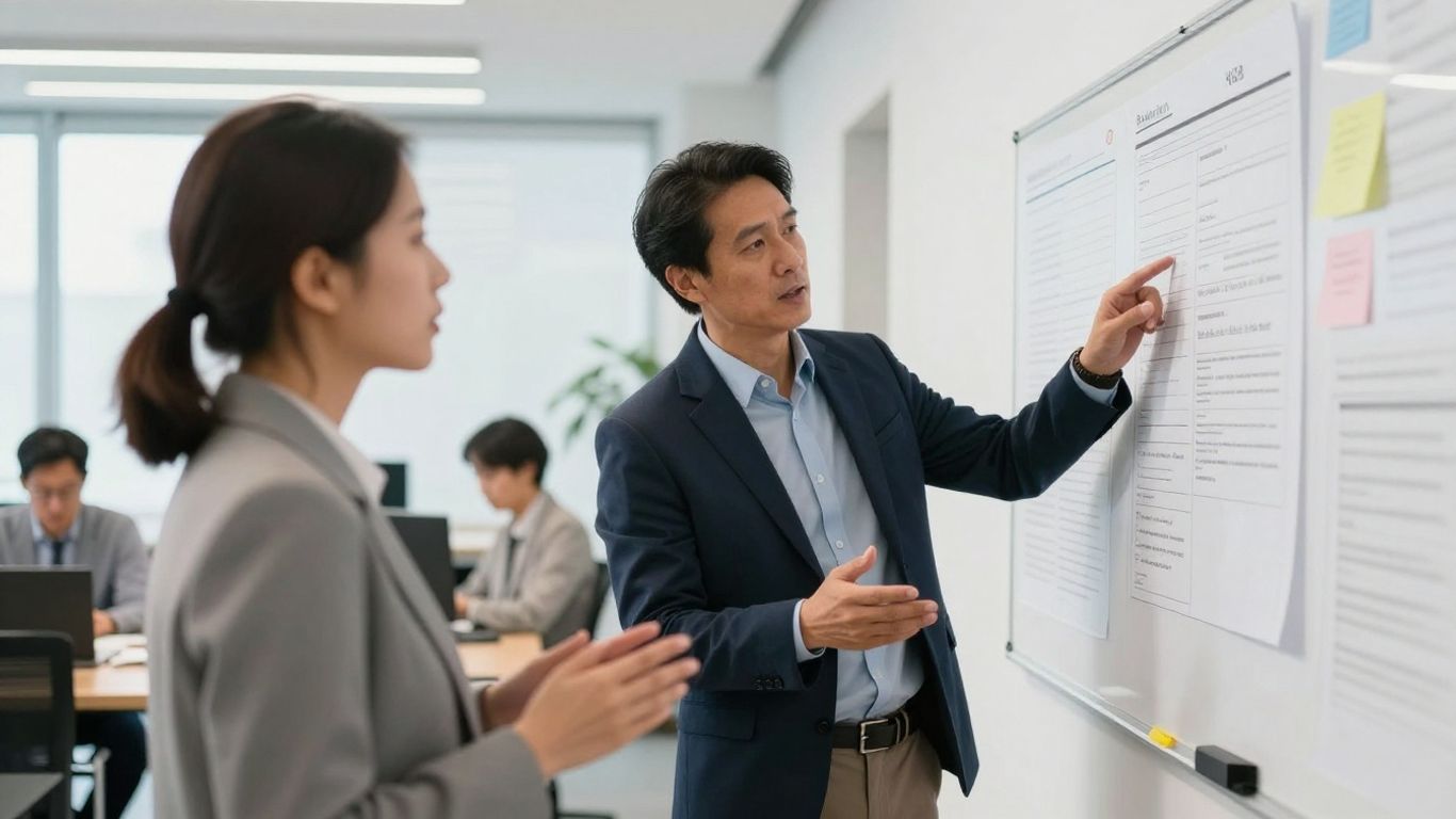 Host manager and assignee reviewing a shared project
