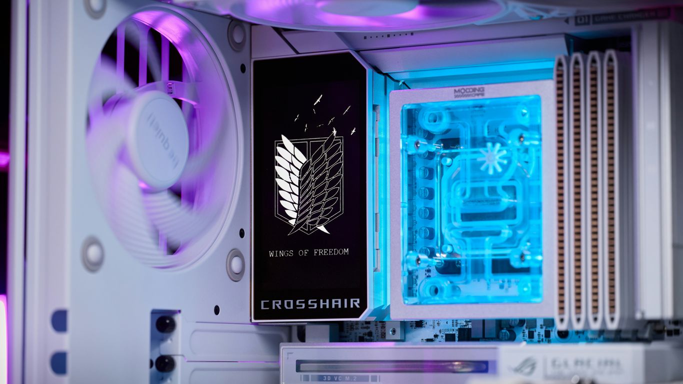 Custom PC build with rgb lighting and anime logo