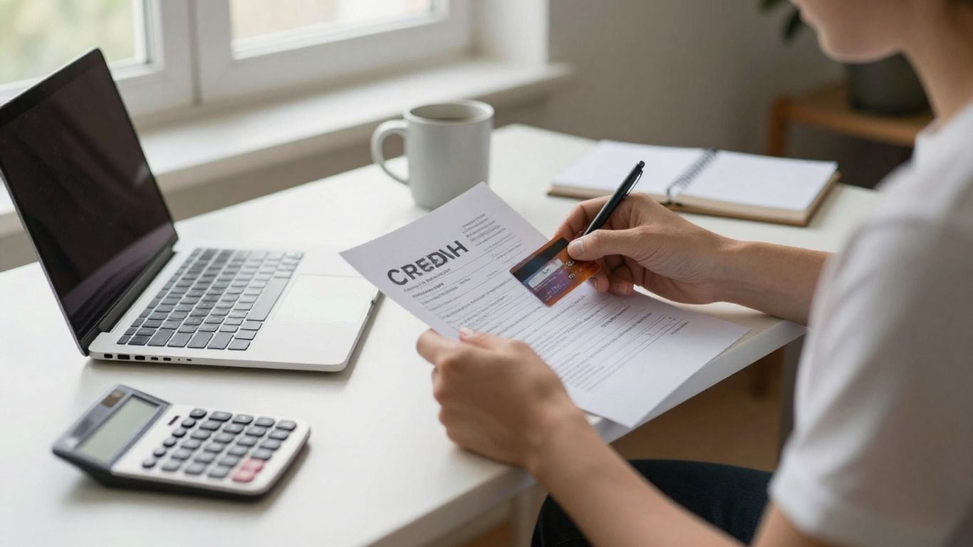 Person reviewing a credit card statement at home