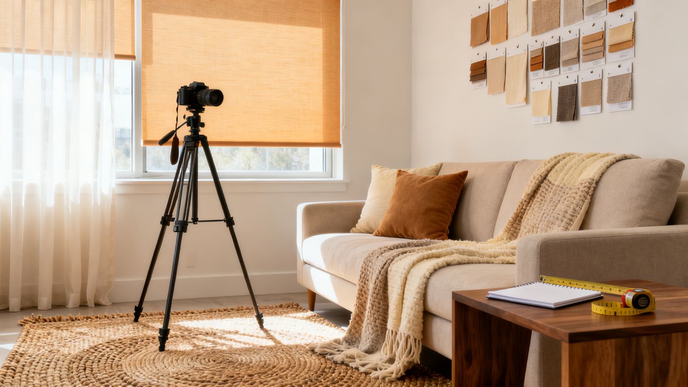 Window treatment showroom with video camera