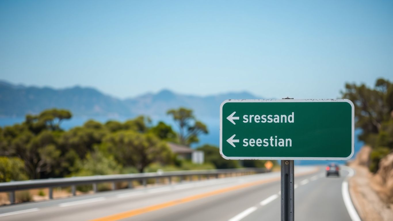 Road signs pointing to scenic route