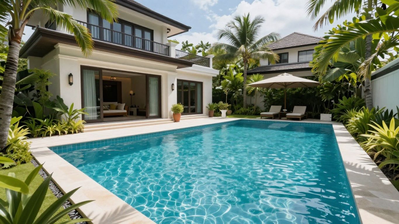 Luxury Phuket villa with pool and gardens.