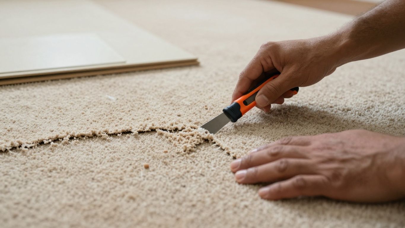 Carpet repair professional patching damaged carpet in Bristol.