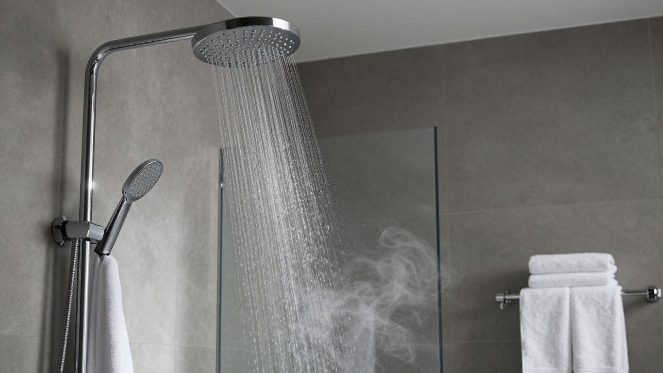 Modern bathroom with cascading rainfall shower