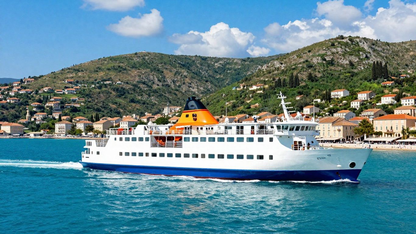 Ferry sailing towards Corfu island from Italy.